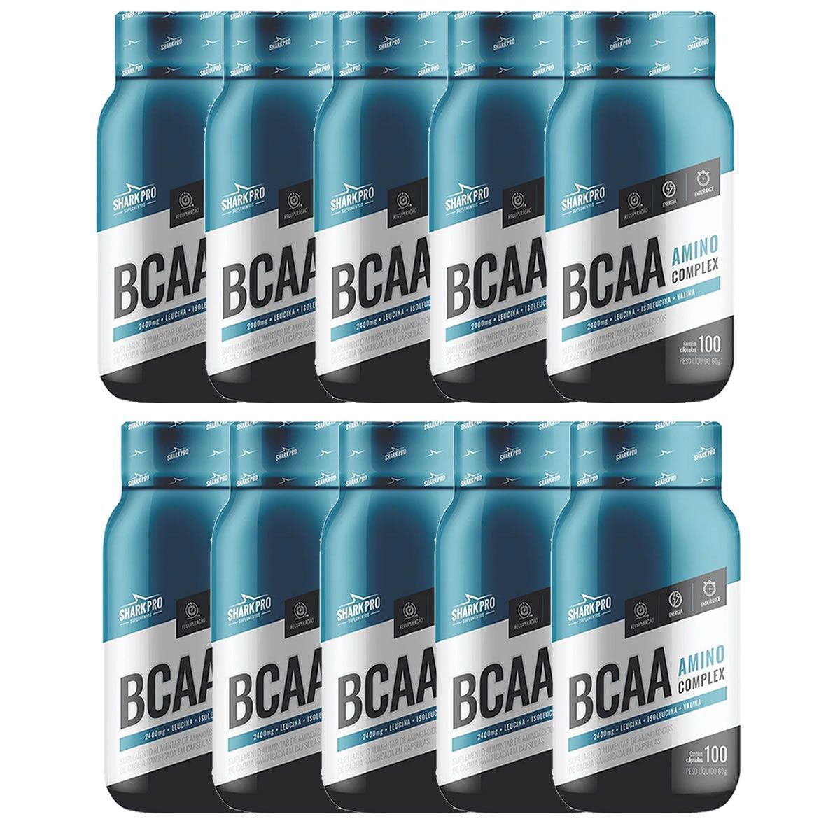 Kit 10X BCAA Amino Complex 2400 - 100 C�psulas - Shark Pro