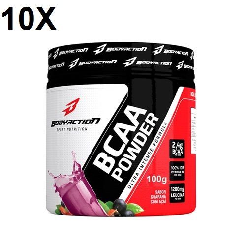 Kit 10X BCAA Powder - Muscle Builder - 100g Guarana com A�a� - BodyAction