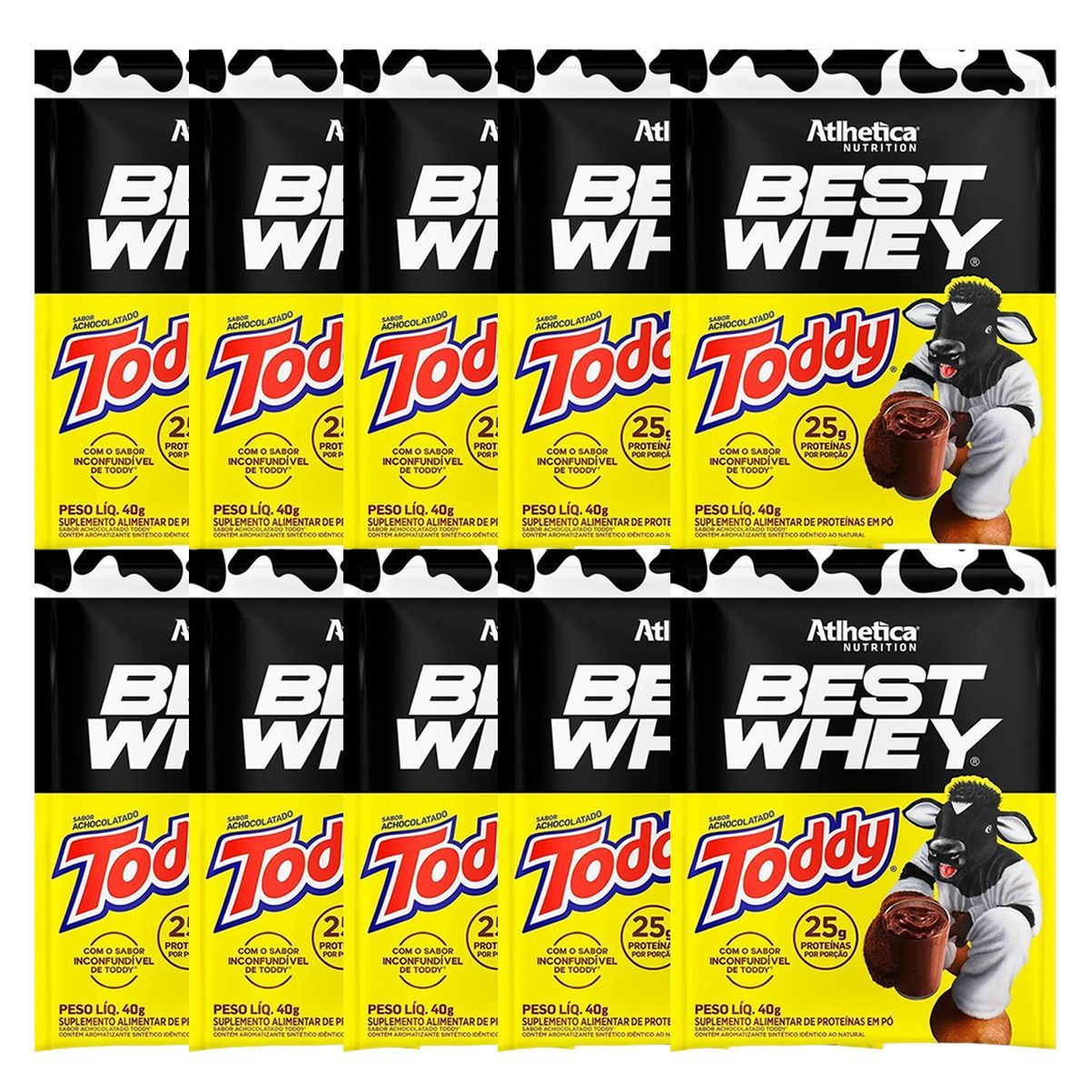 Kit 10X Best Whey - 1 Sach� 40g Achocolatado Toddy - Atlhetica Nutrition
