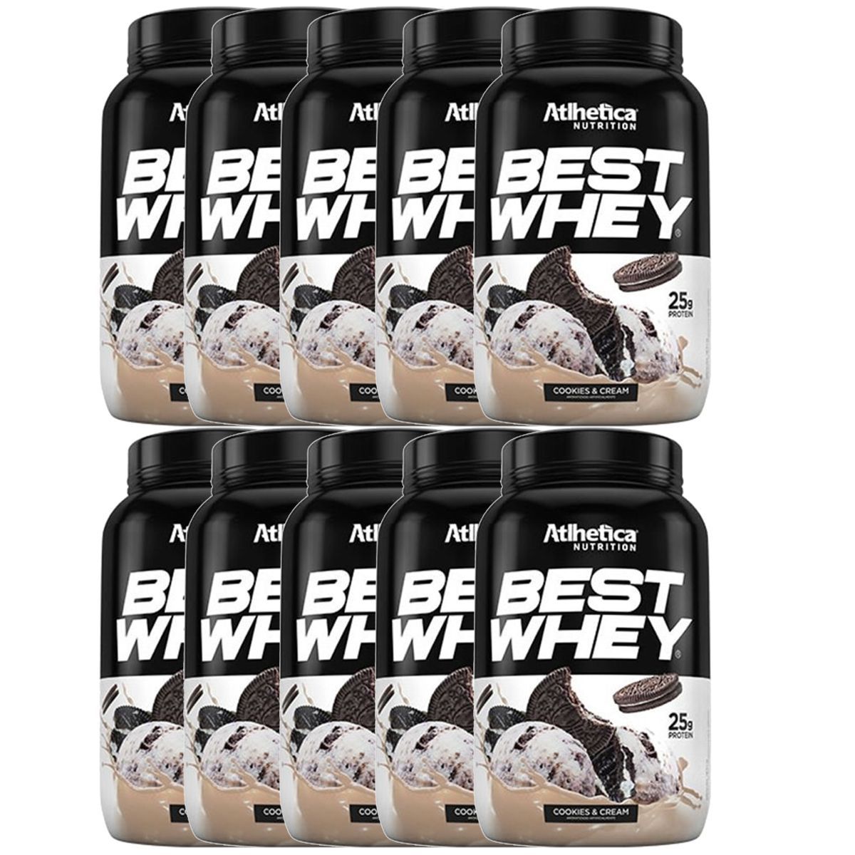Kit 10X Best Whey - 900g Cookies & Cream - Atlhetica Nutrition
