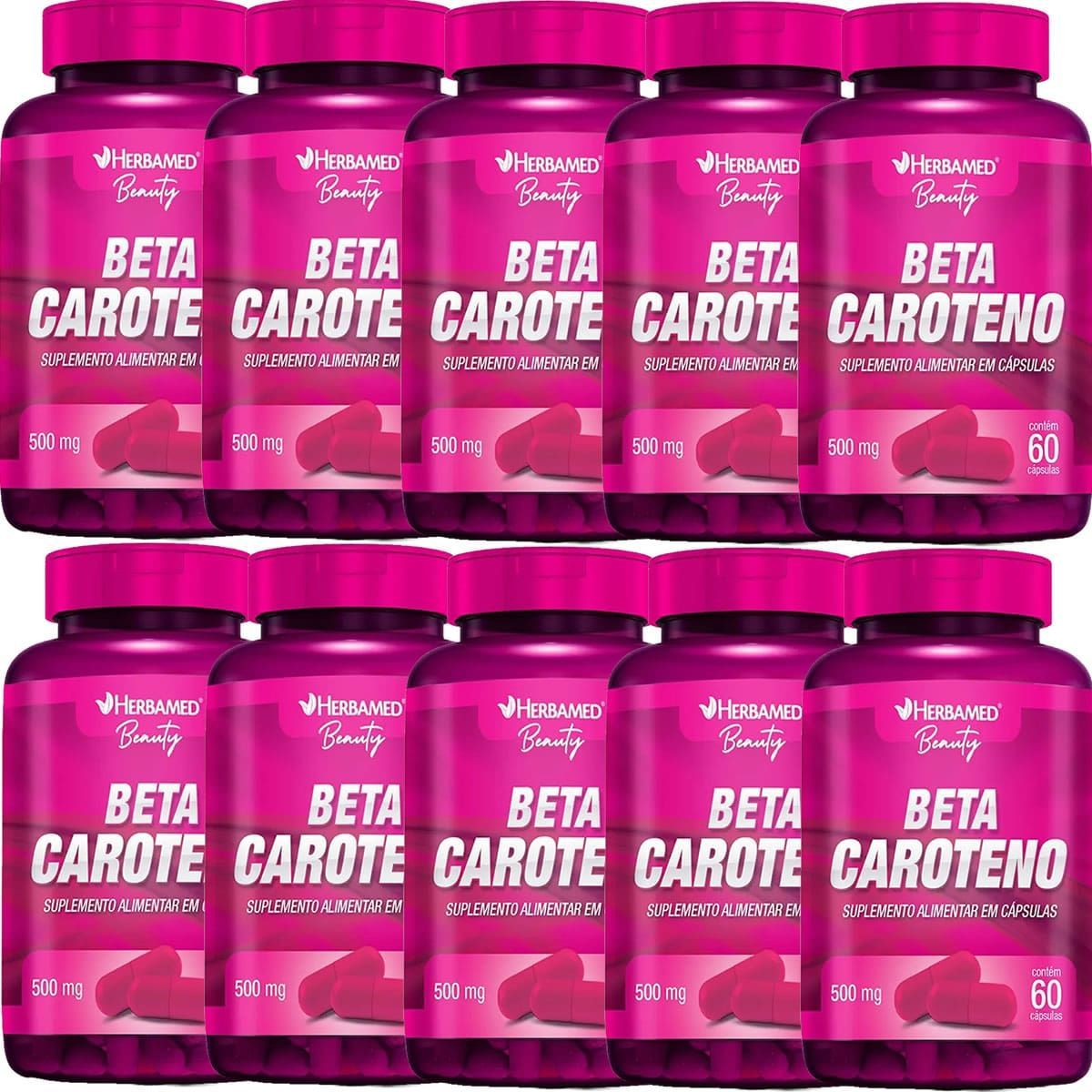 Kit 10X Beta Caroteno 500mg -  60 C�psulas - Herbamed