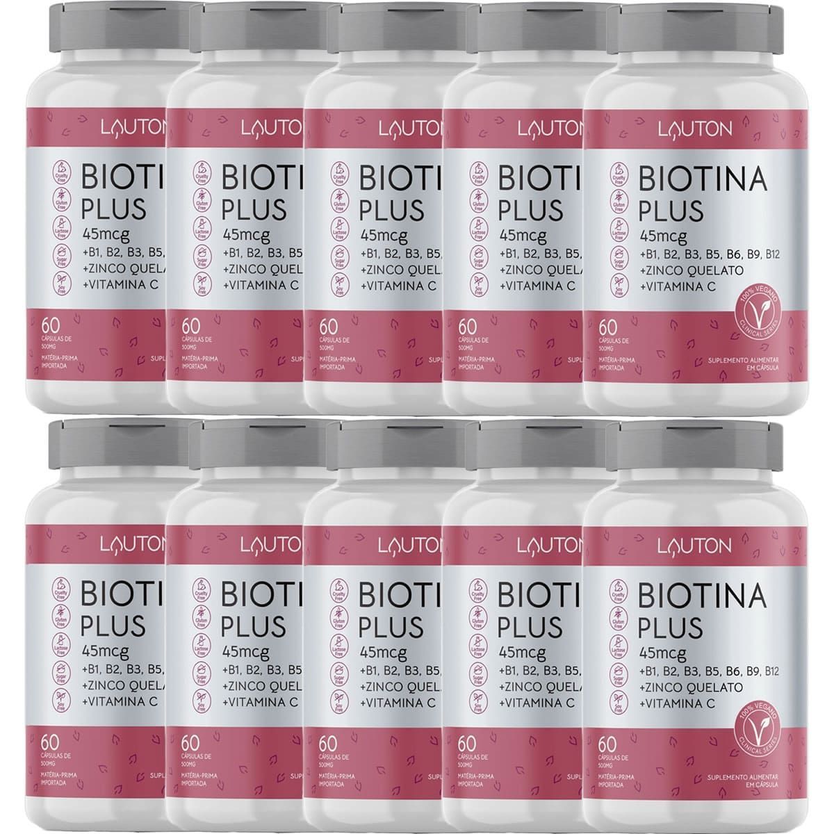 Kit 10X Biotina Plus - 60 C�psulas - Lauton Nutrition