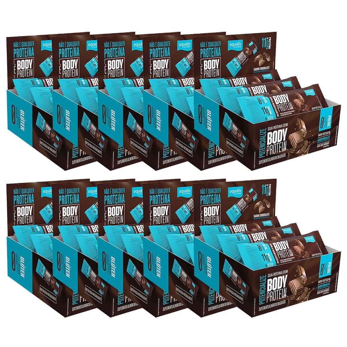 Kit 10X Body Protein Barra - 9 Unidades Chocolate - Equaliv