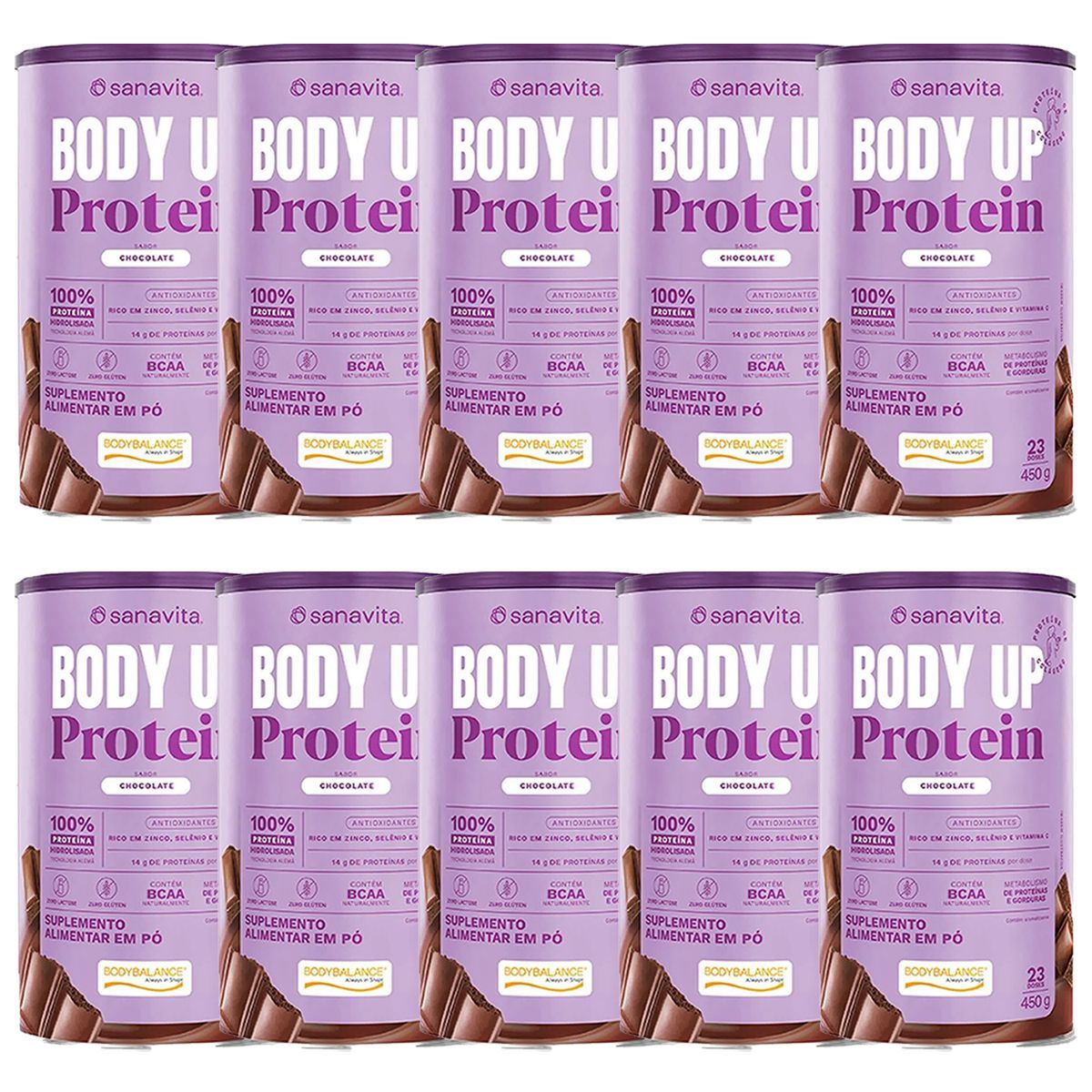 Kit 10X Body up Protein - 450g Chocolate - Sanavita