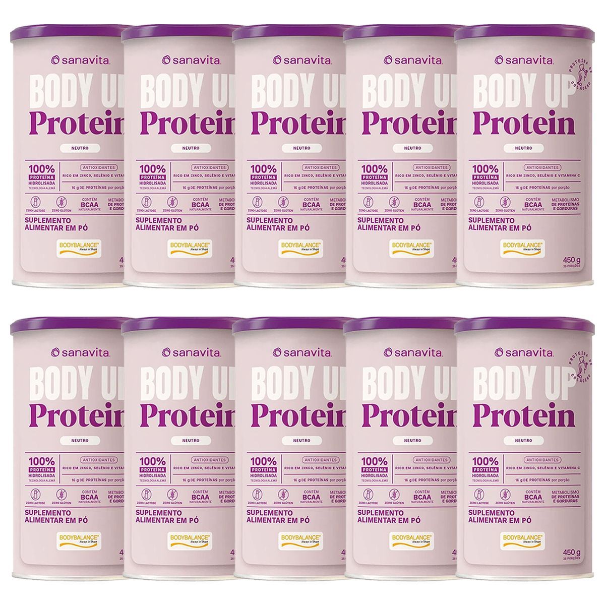 Kit 10X Body up Protein - 450g Neutro - Sanavita
