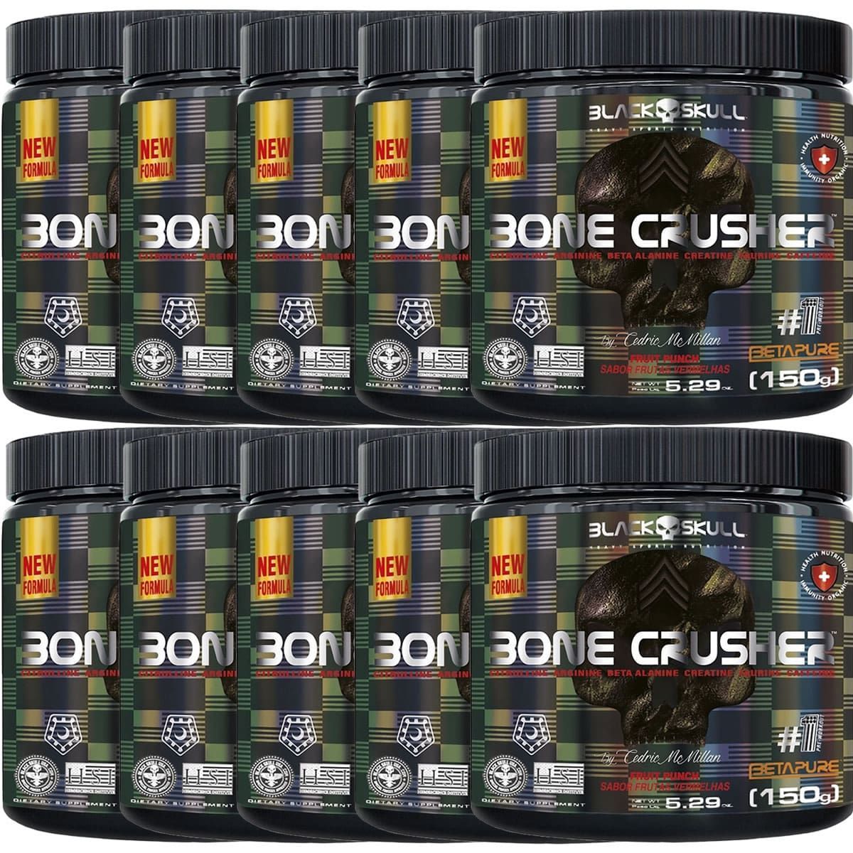 Kit 10X Bone Crusher Nova F�rmula - 150g Frutas Vermelhas - Black Skull