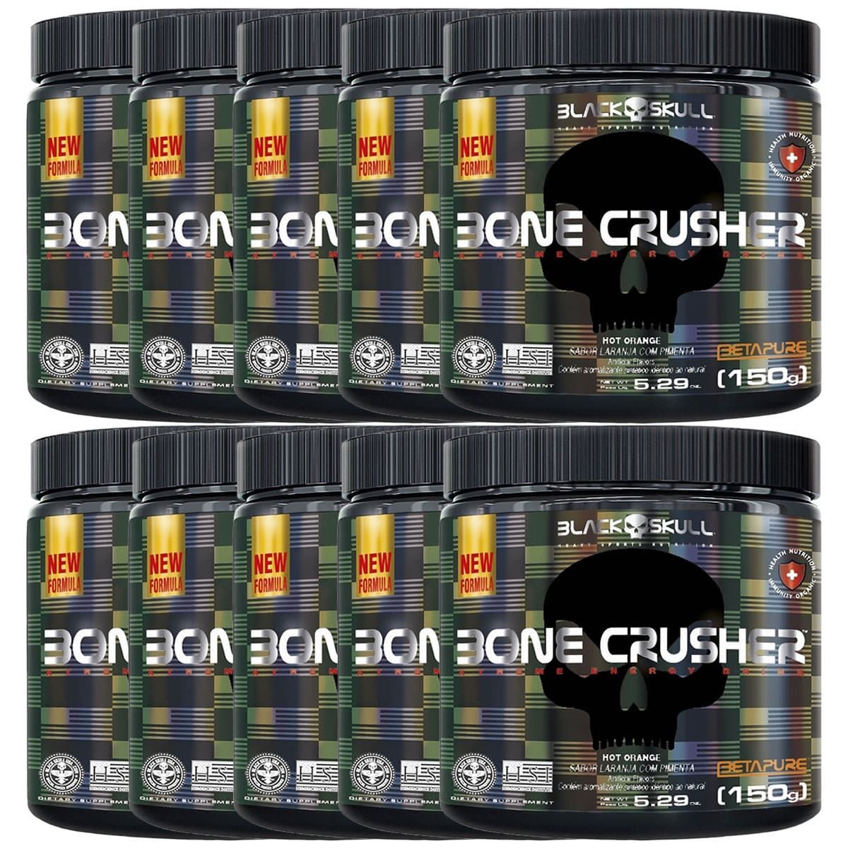 Kit 10X Bone Crusher Nova F�rmula - 150g Hot Orange - Black Skull