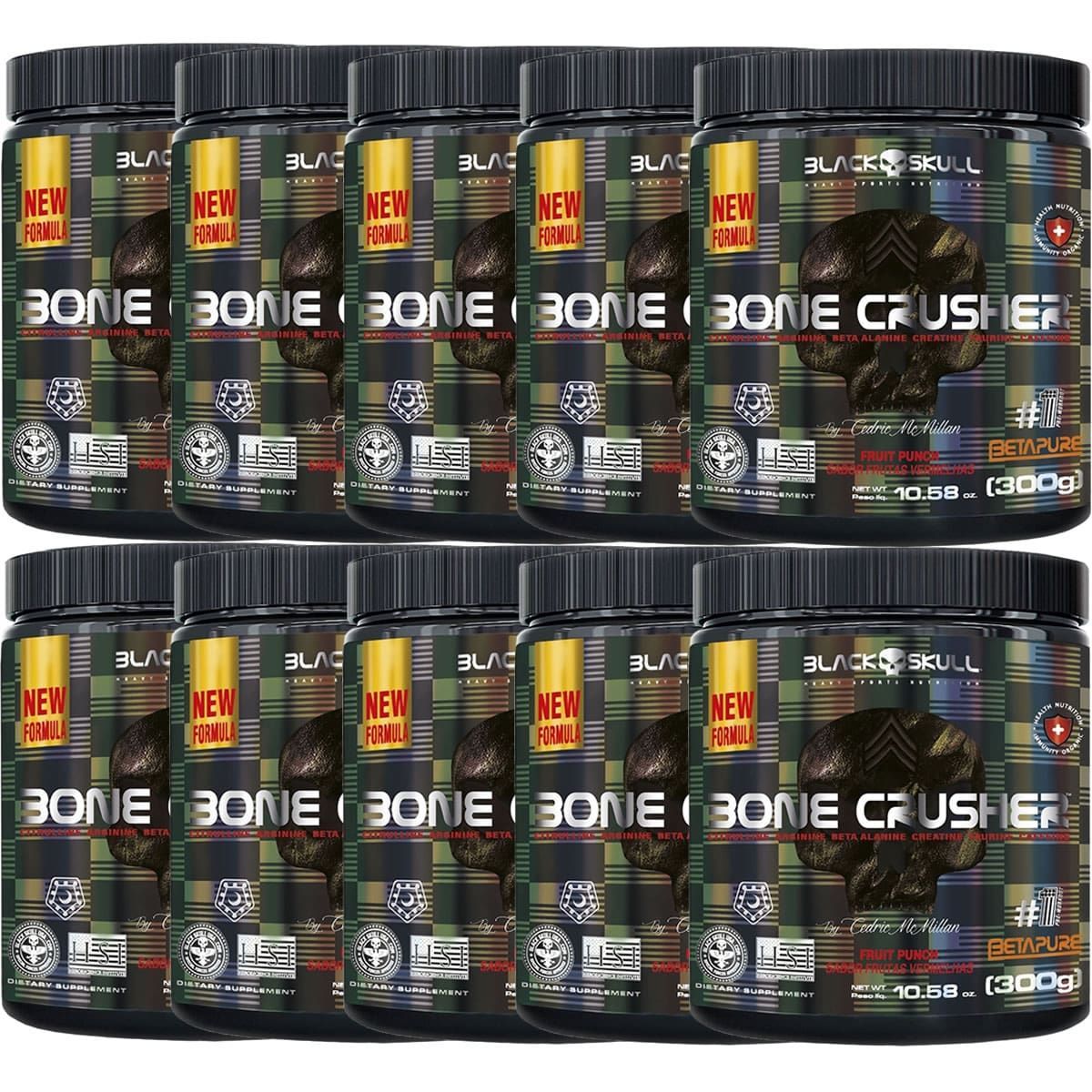 Kit 10X Bone Crusher Nova F�rmula - 300g Frutas Vermelhas - Black Skull