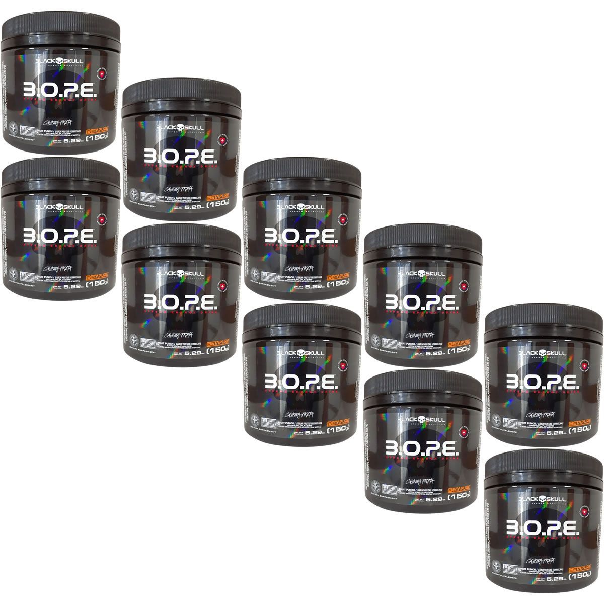 Kit 10X BOPE  Beta Pure - 150g Frutas Vermelhas - Black Skull