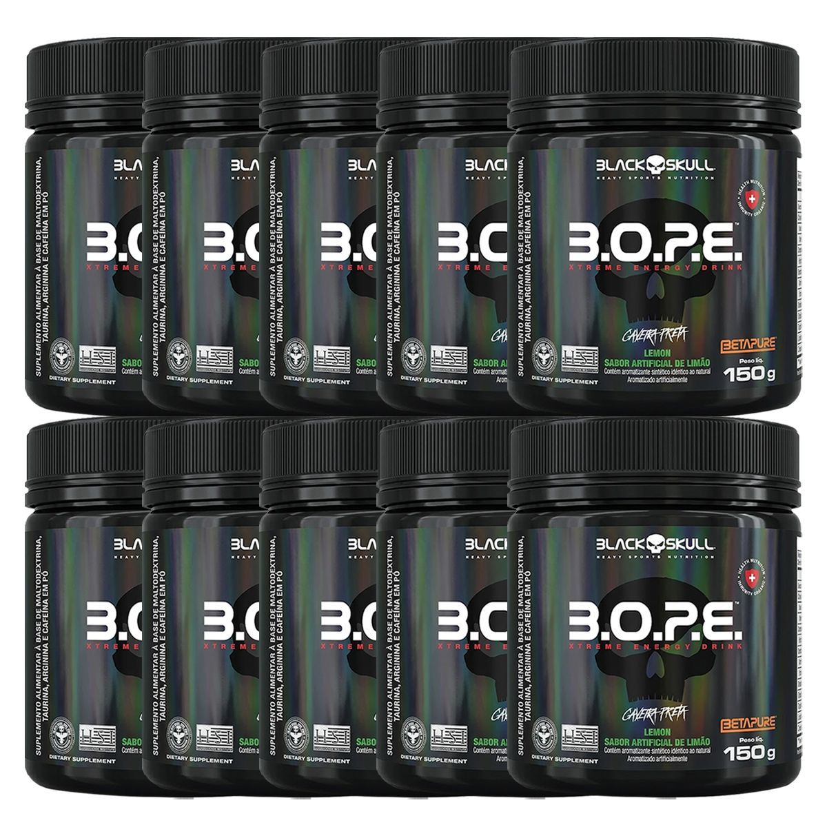 Kit 10X BOPE Beta Pure - 150g Lim�o - Black Skull