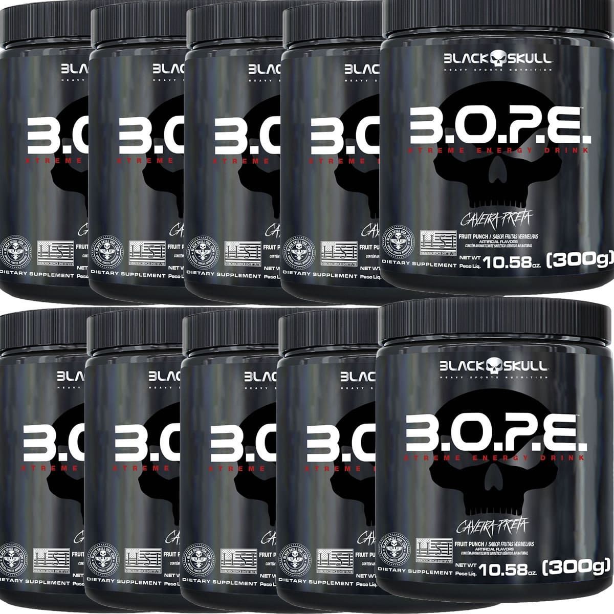 Kit 10X BOPE Beta Pure - 300g Frutas Vermelhas - Black Skull