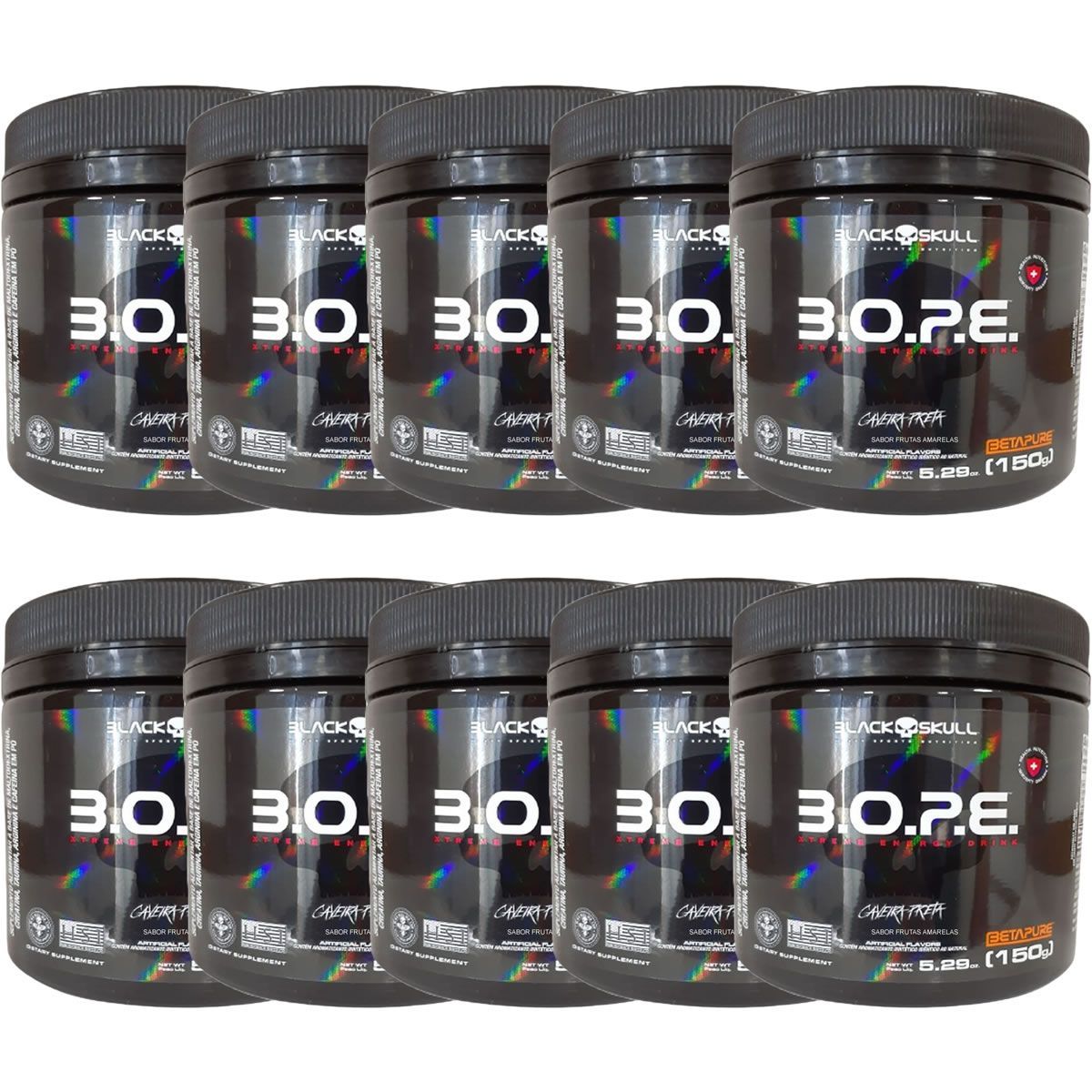 Kit 10X BOPE BetaPure - 150g Frutas Amarelas - Black Skull