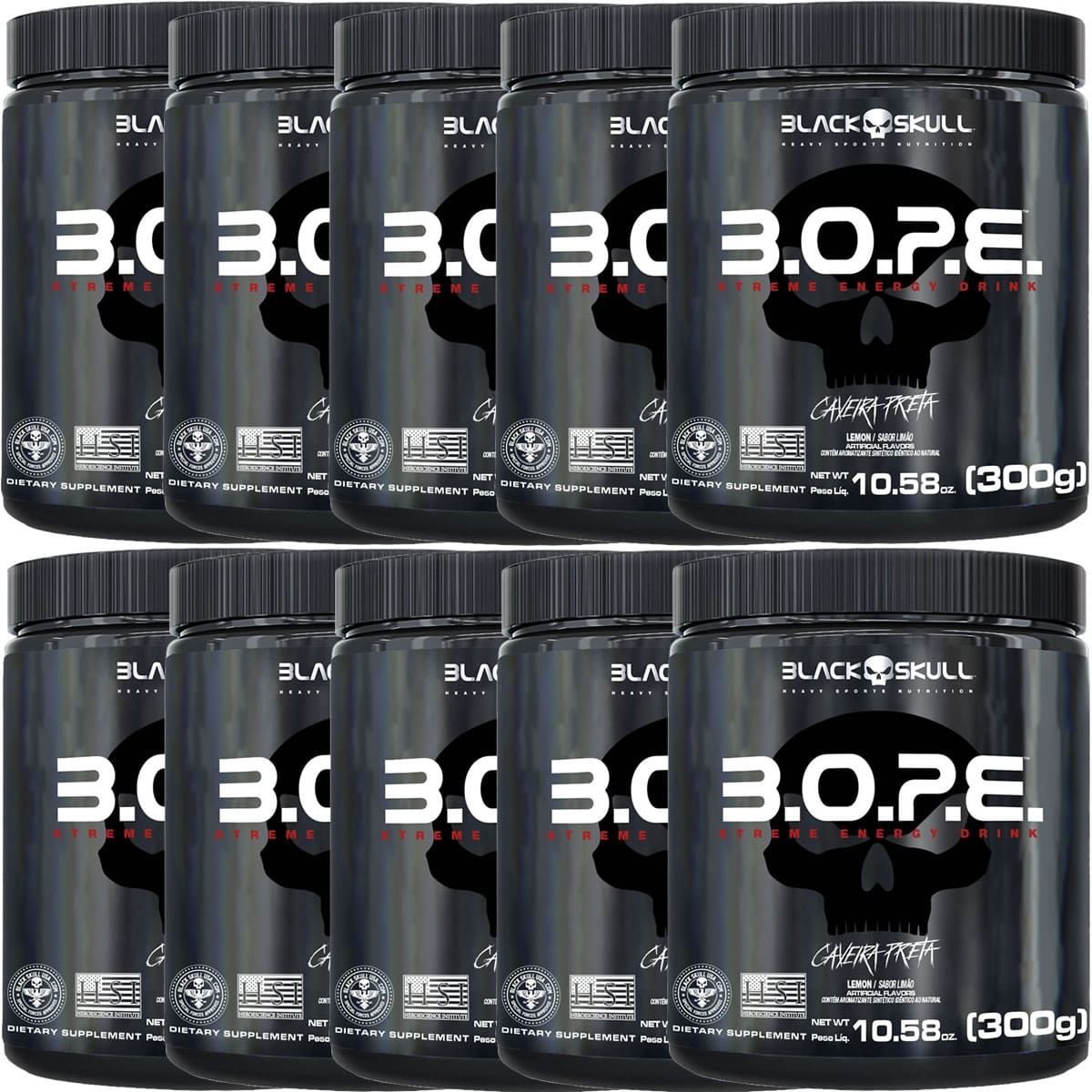 Kit 10X BOPE Pr� Treino - 300g Lim�o - Black Skull