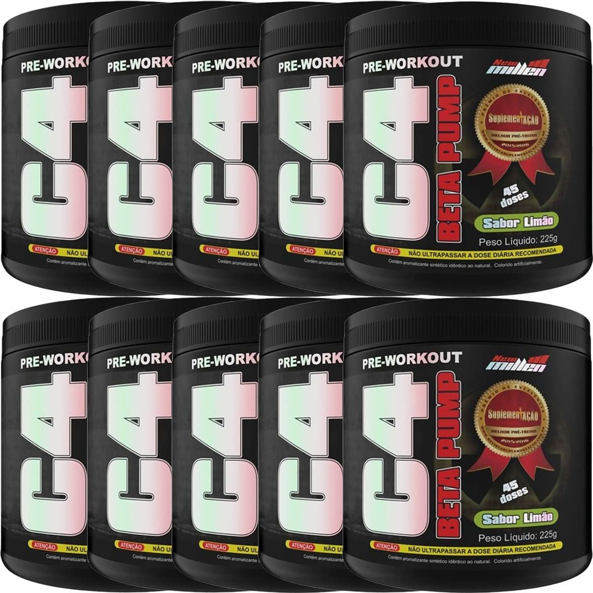 Kit 10X C4 Beta Pump Extreme Pre-Workout - 225g Lim�o - New Millen