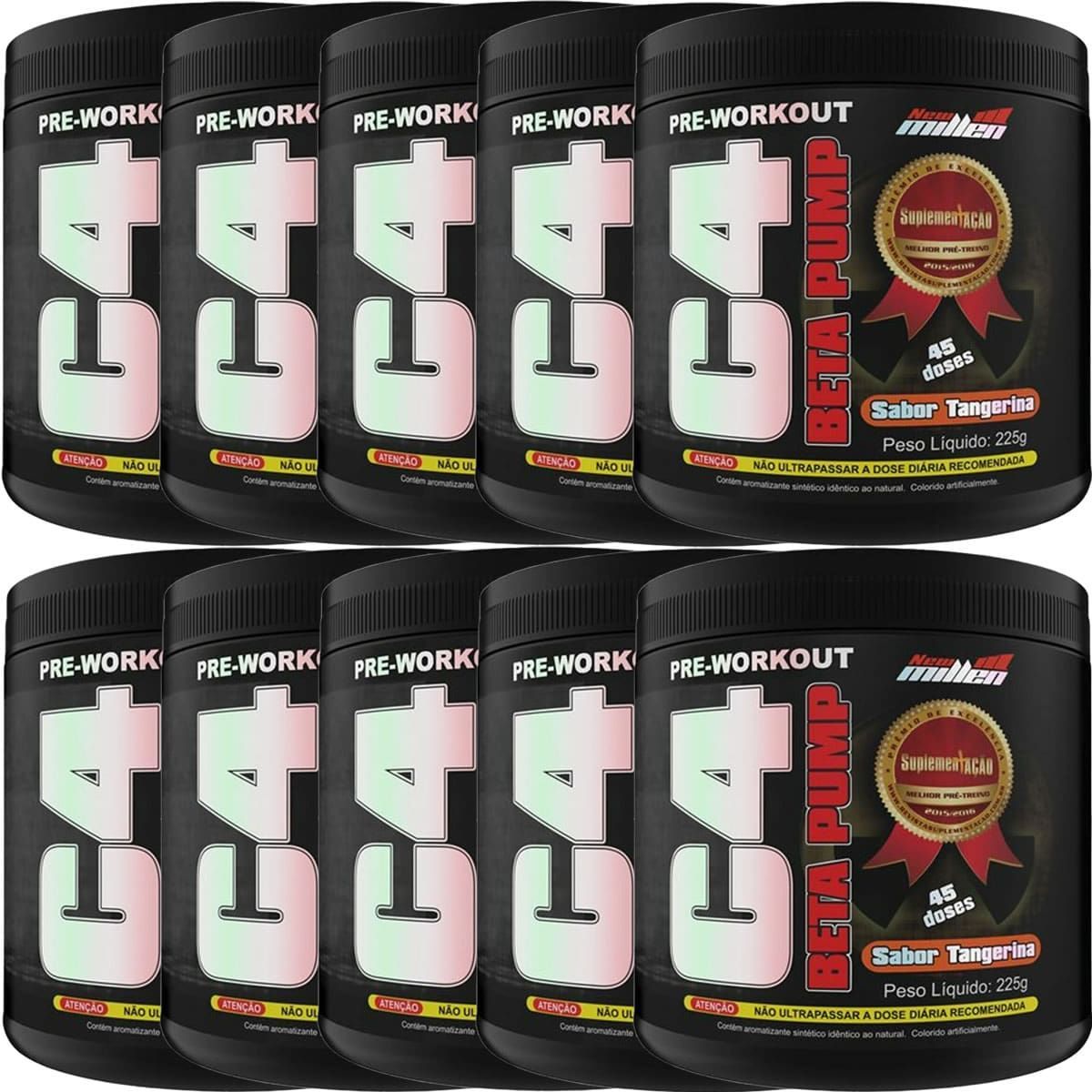 Kit 10X C4 Beta Pump Extreme Pre-Workout - 225g Tangerina - New Millen