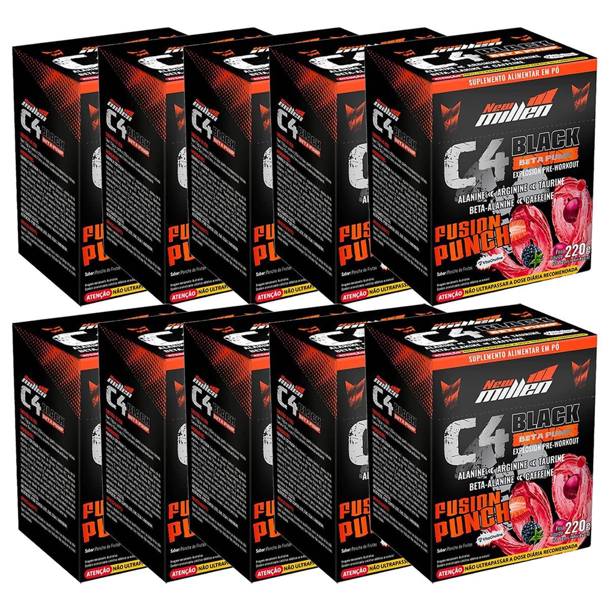Kit 10X C4 Black Beta Pump Explosion - 22 Sach�s 10g Fruit Punch - New Millen