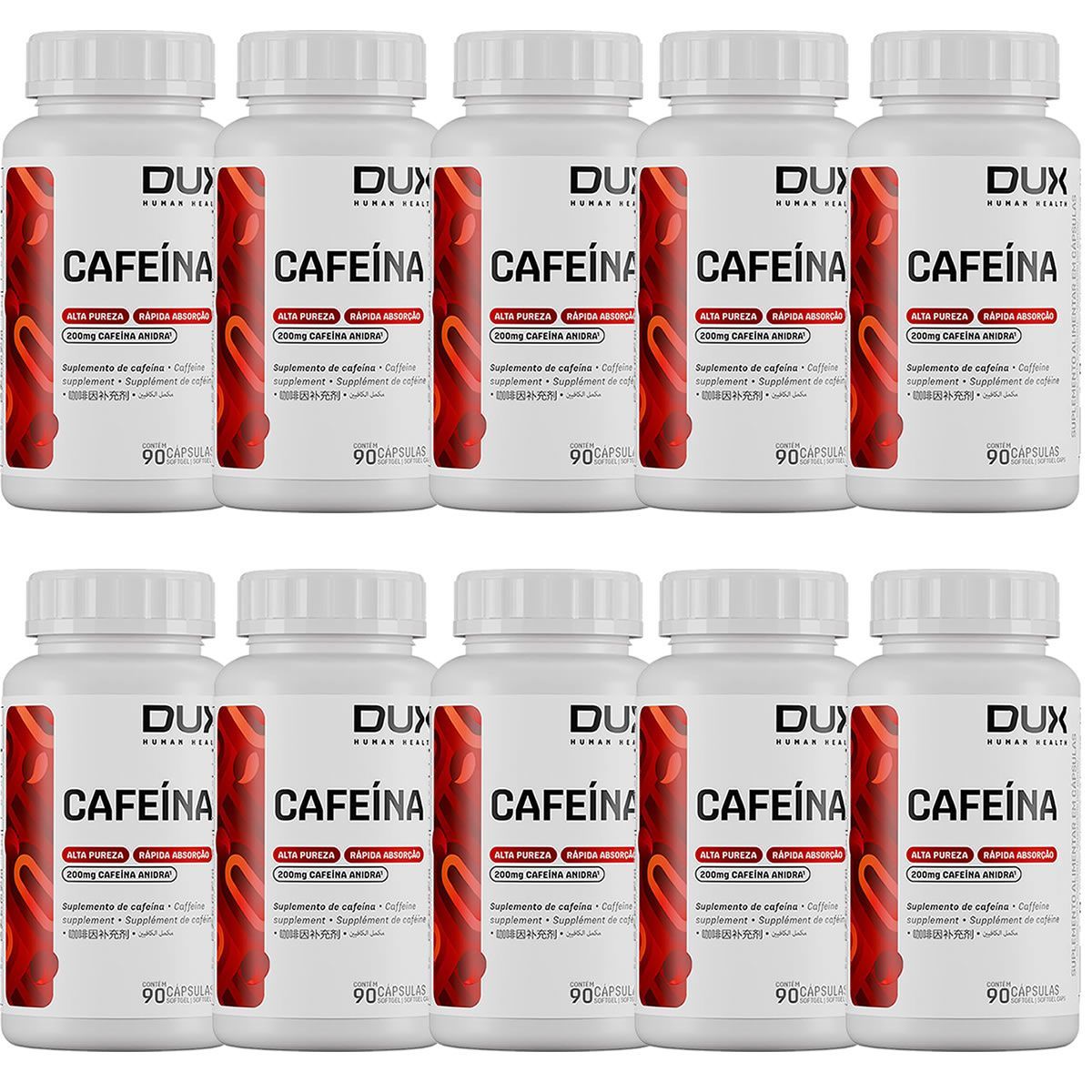Kit 10X Cafe�na -  90 C�psulas Softgel - Dux Nutrition