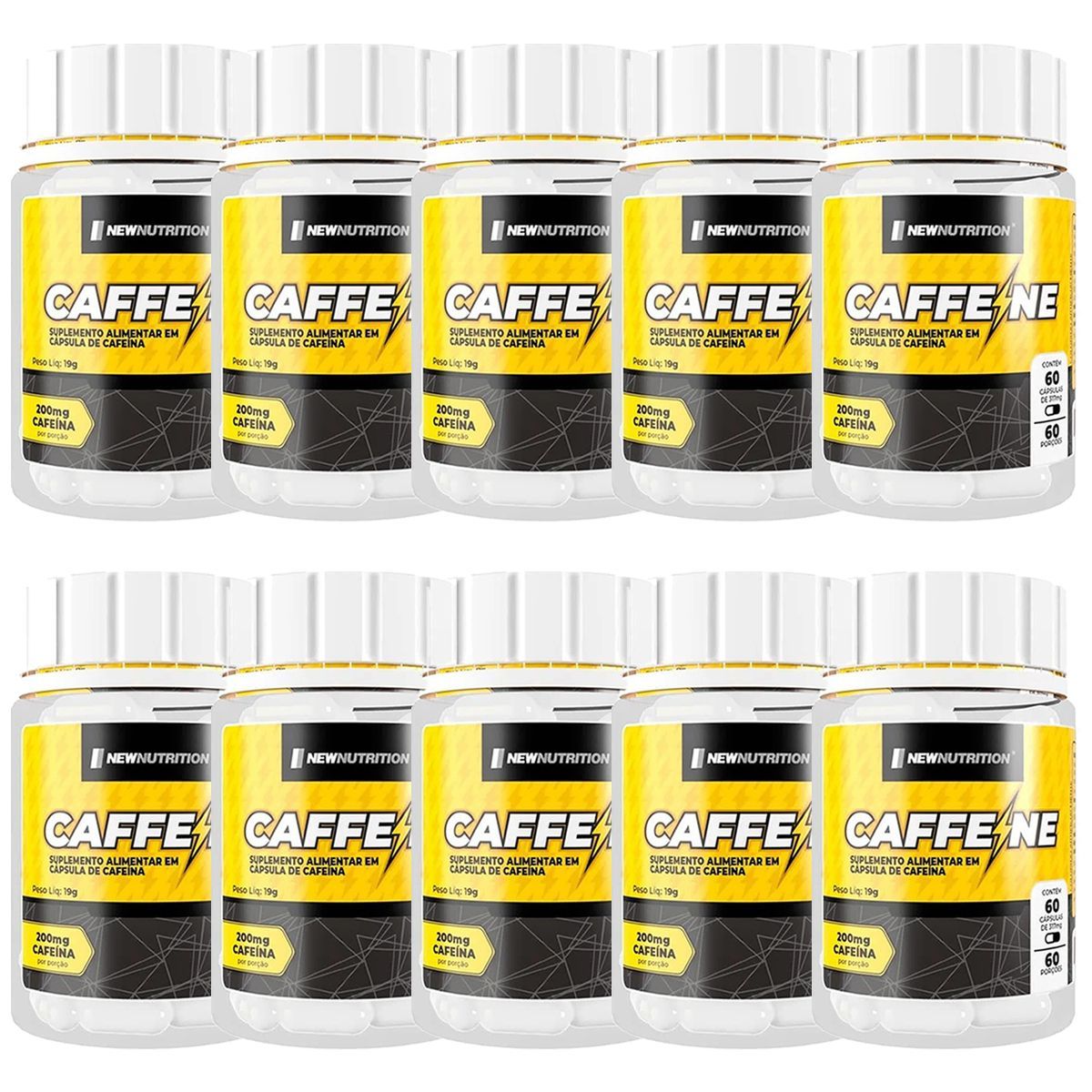 Kit 10X Caffeine 200mg - 60 C�psulas - NewNutrition