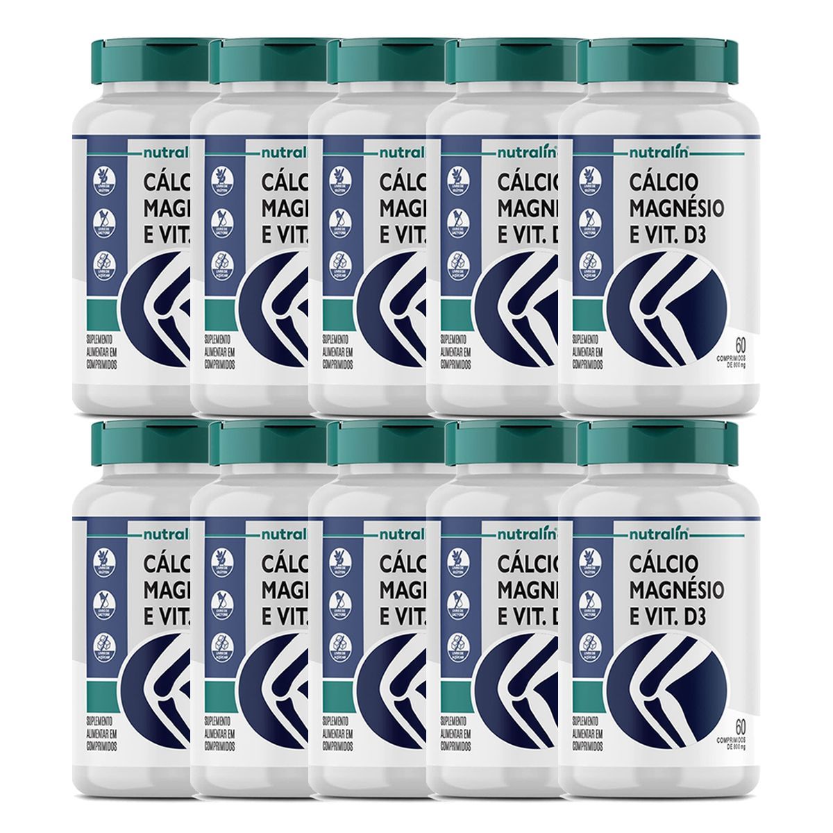 Kit 10X C�lcio com Magn�sio + Vitamina D3 - 60 Comprimidos - Nutralin