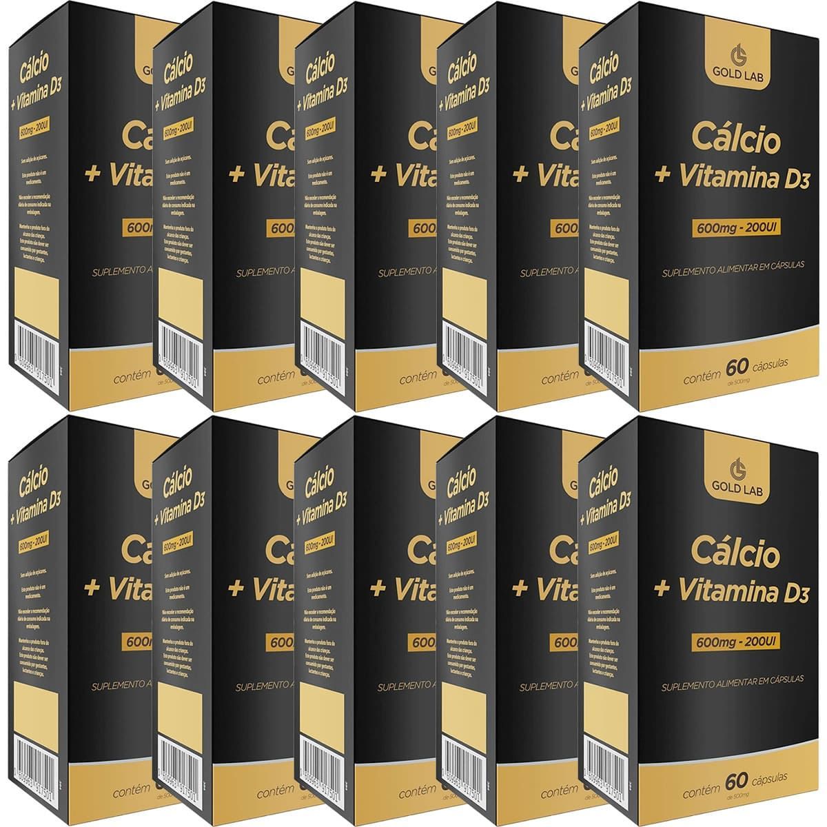 Kit 10X C�lcio + Vitamina D3 - 60 C�psulas - Gold Lab