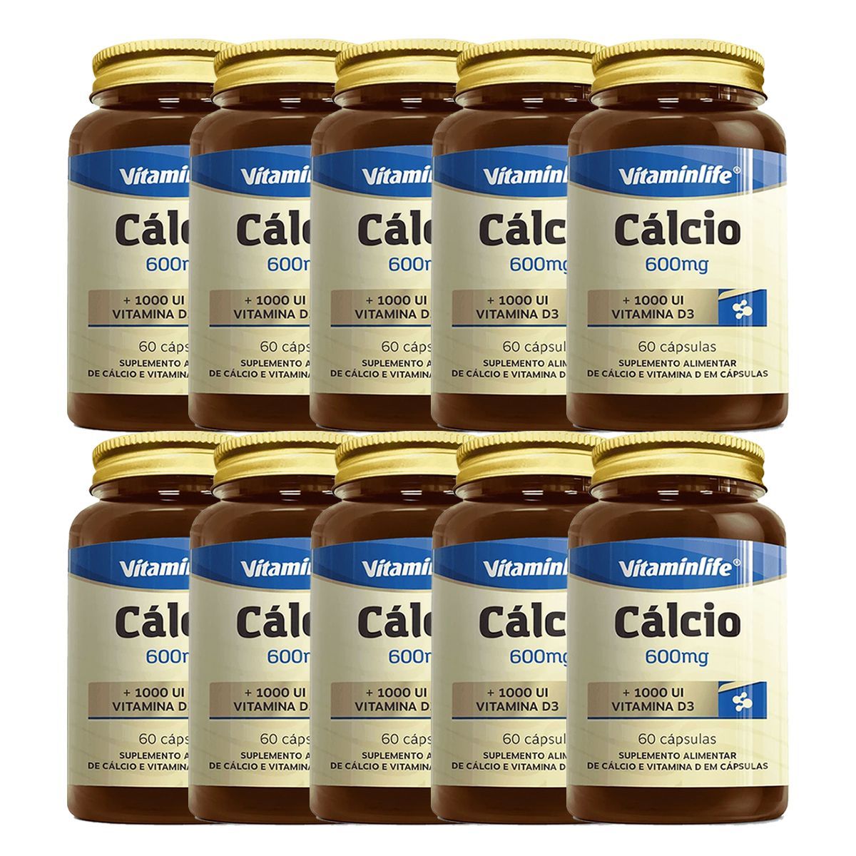Kit 10X C�lcio + Vitamina D3 - 60 C�psulas - VitaminLife
