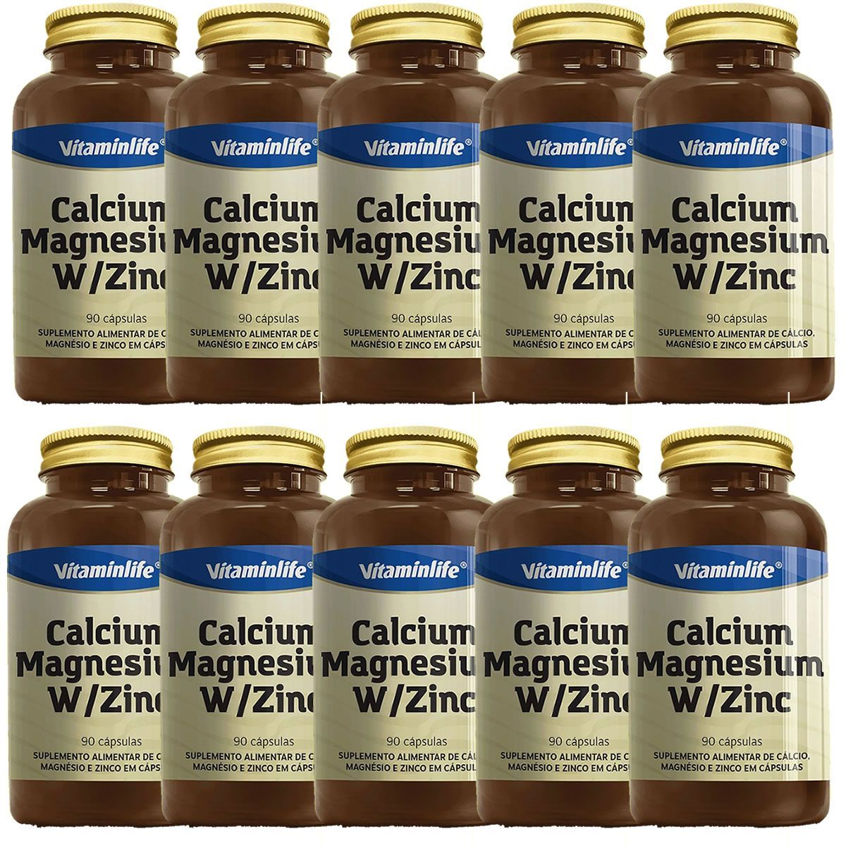 Kit 10X Calcium, Magnesium W/Zinc - 90 c�psulas - Vitaminlife