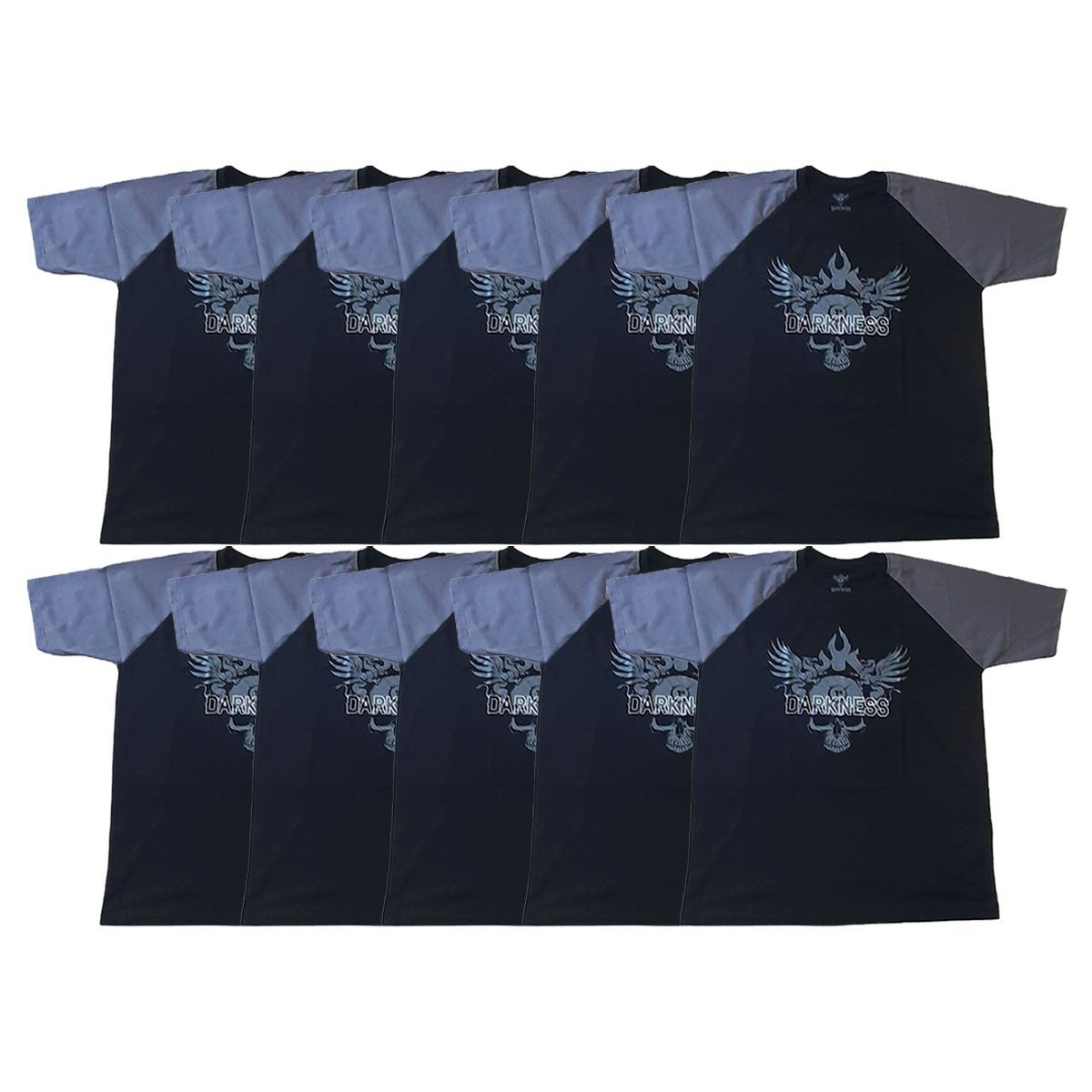 Kit 10X Camiseta 100% Algod�o Iron Darkness - Tamanho G Preta/Cinza - IntegralM�dica