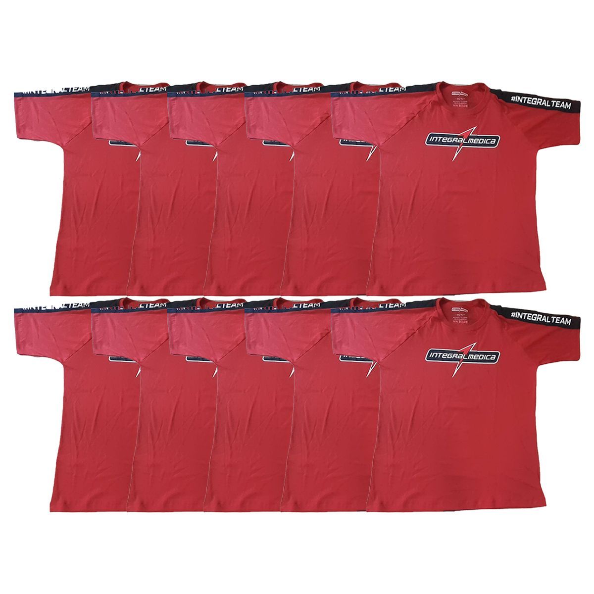 Kit 10X Camiseta Algod�o Integral Team - Tamanho G Vermelha/Preta - IntegralM�dica