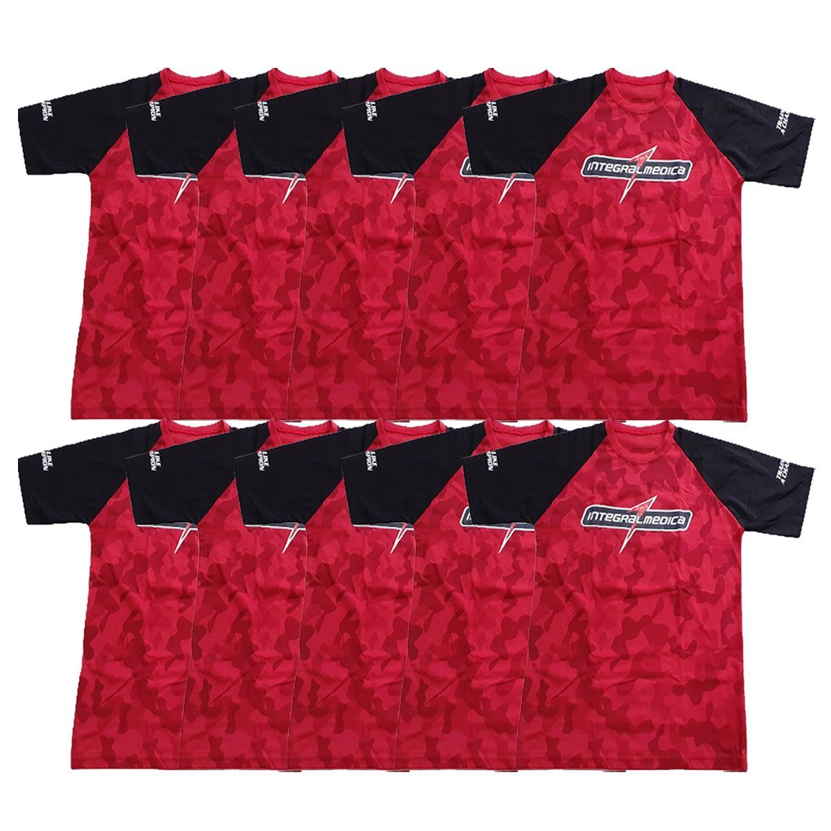 Kit 10X Camiseta Algod�o - Tamanho G Vermelha/Preta - IntegralM�dica