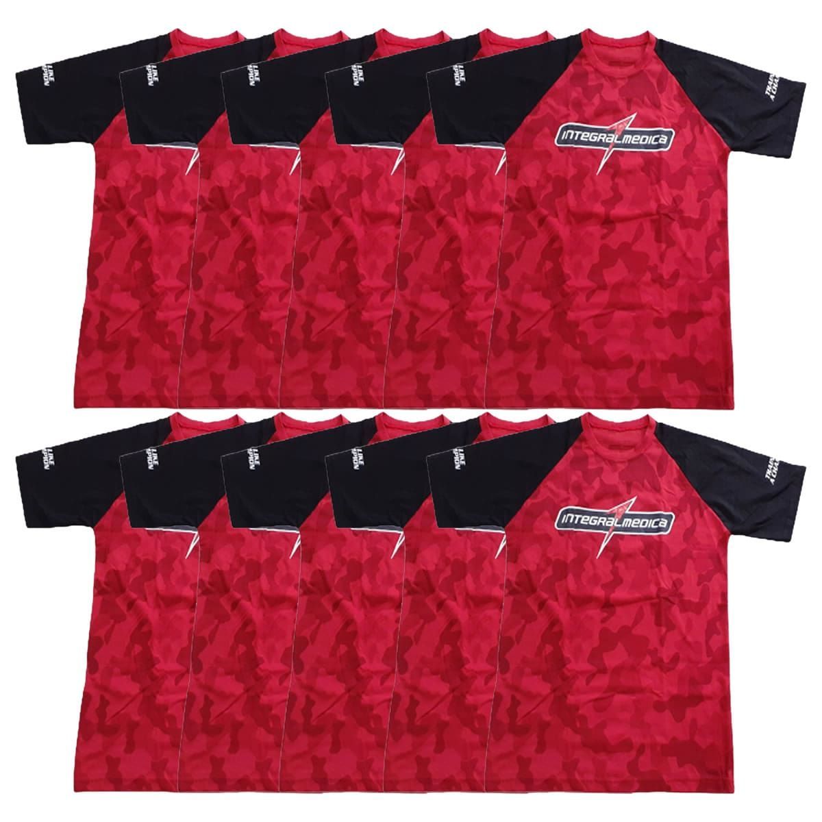 Kit 10X Camiseta Algod�o - Tamanho M Vermelha/Preta - IntegralM�dica