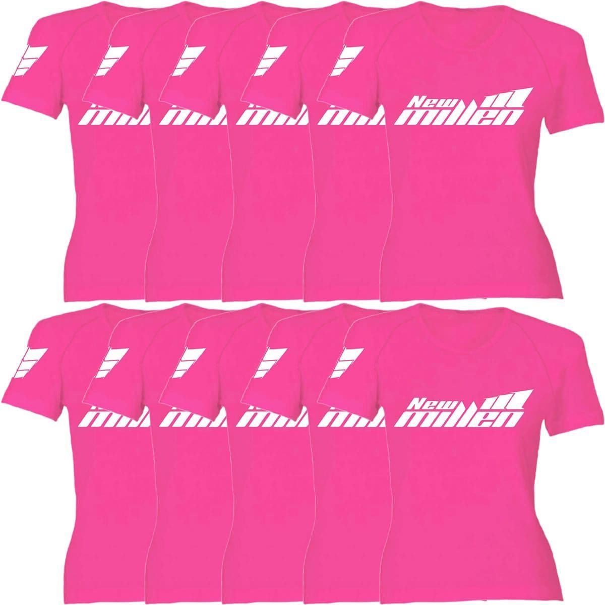Kit 10X Camiseta Baby Look Feminina - Tamanho G Rosa - New Millen
