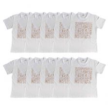 Kit 10X Camiseta de  Algod�o Feminina - Tamanho G Branca - Nutrify