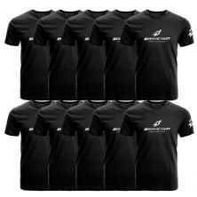 Kit 10X Camiseta Dry Fit - Tamanho M Preta - Bodyaction