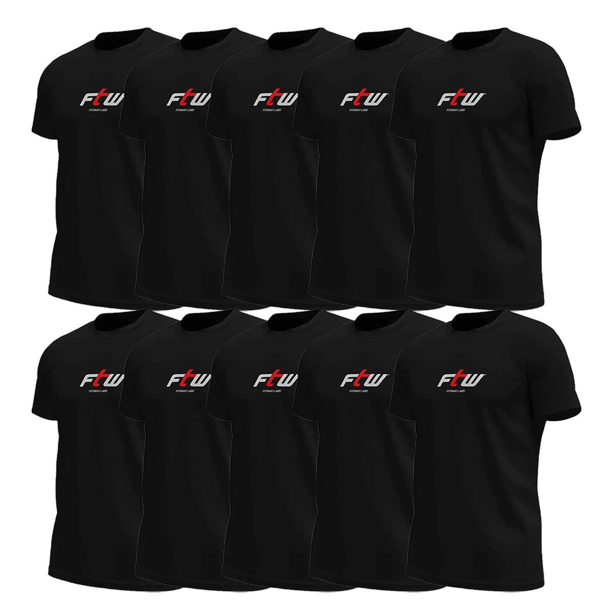 Kit 10X Camiseta Ftw Poliester - Preta Tamanho G - FTW