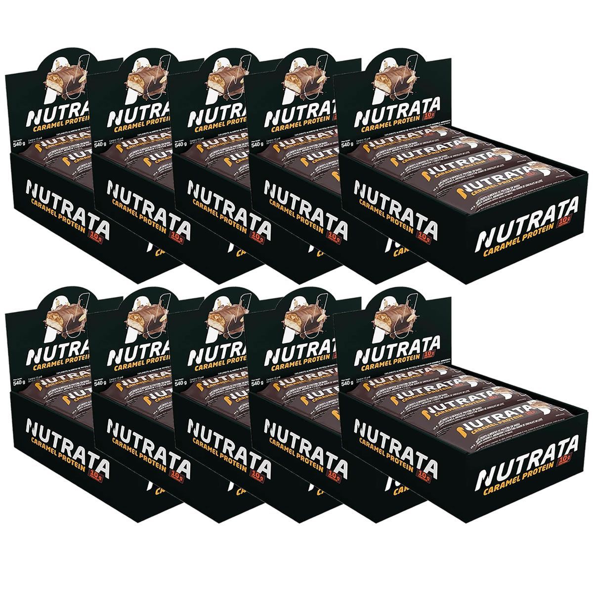 Kit 10X Caramel Protein - 12 Barras de 45g - Nutrata