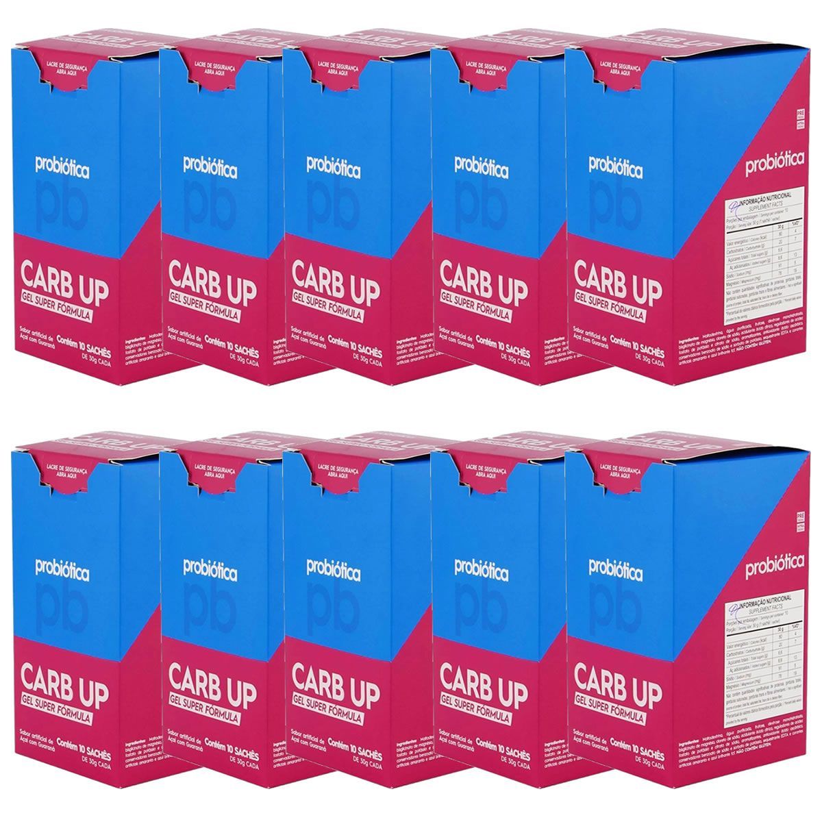 Kit 10X Carb UP Gel Super F�rmula - 10 Sach�s 30g A�a� c/ Guaran� - Probi�tica