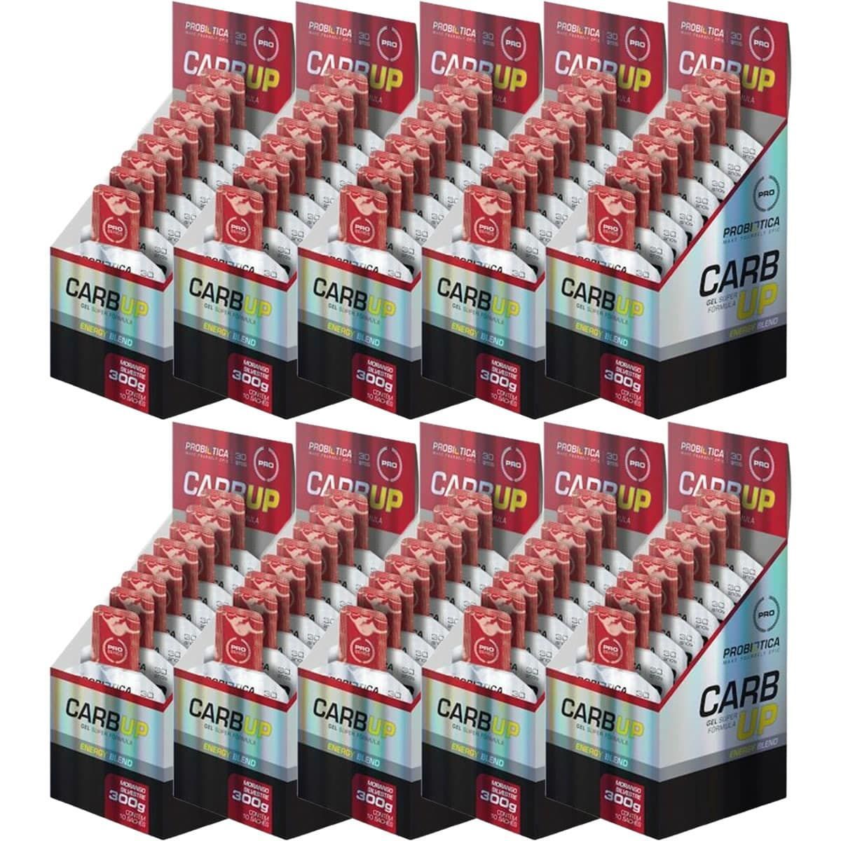 Kit 10X Carb UP Gel Super F�rmula - 10 Sach�s 30g Morango Silvestre - Probi�tica