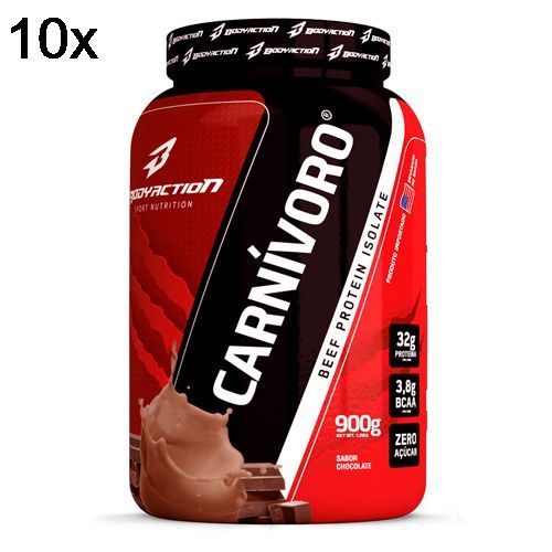 Kit 10X Carnivoro Beef Protein Isolate - 900g Chocolate - BodyAction