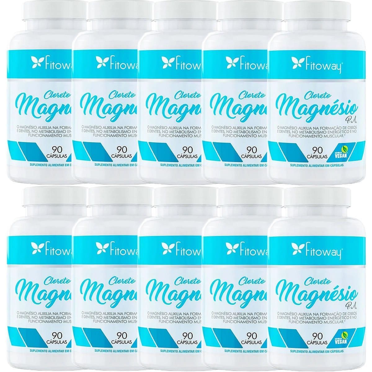 Kit 10X Cloreto de Magn�sio PA - 90 C�psulas - Fitoway