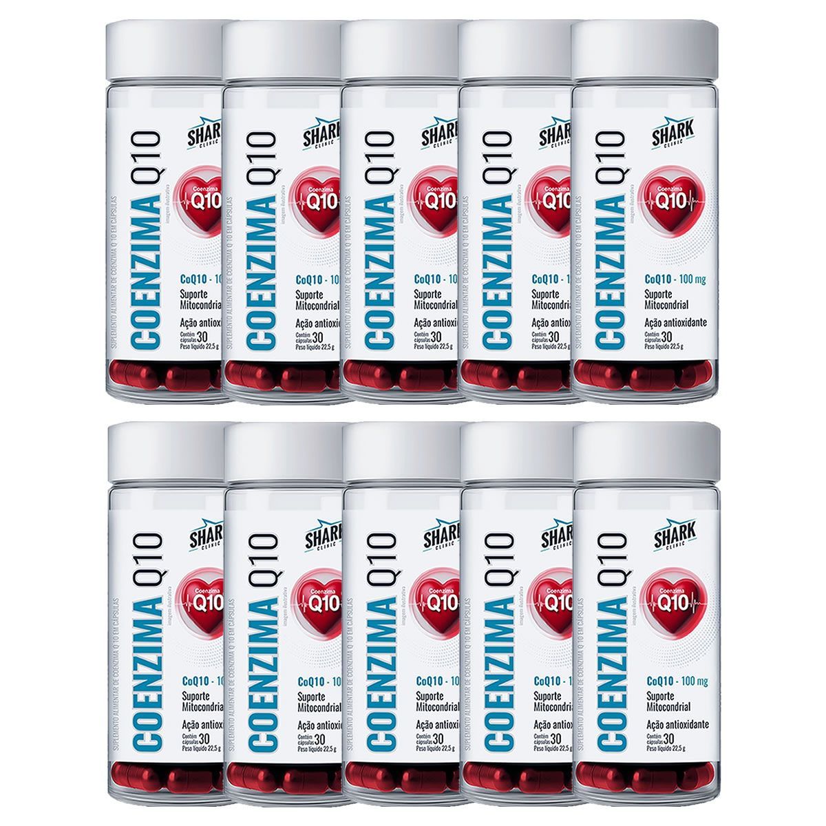 Kit 10X Coenzima Q10 100mg - 30 C�psulas - Shark Pro