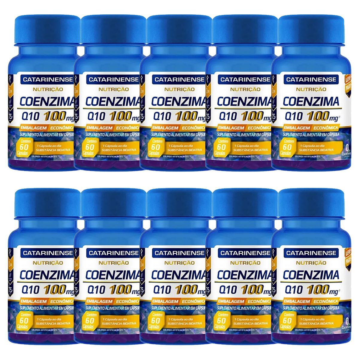 Kit 10X Coenzima Q10 100mg � 60 C�psulas - Catarinense Nutri��o