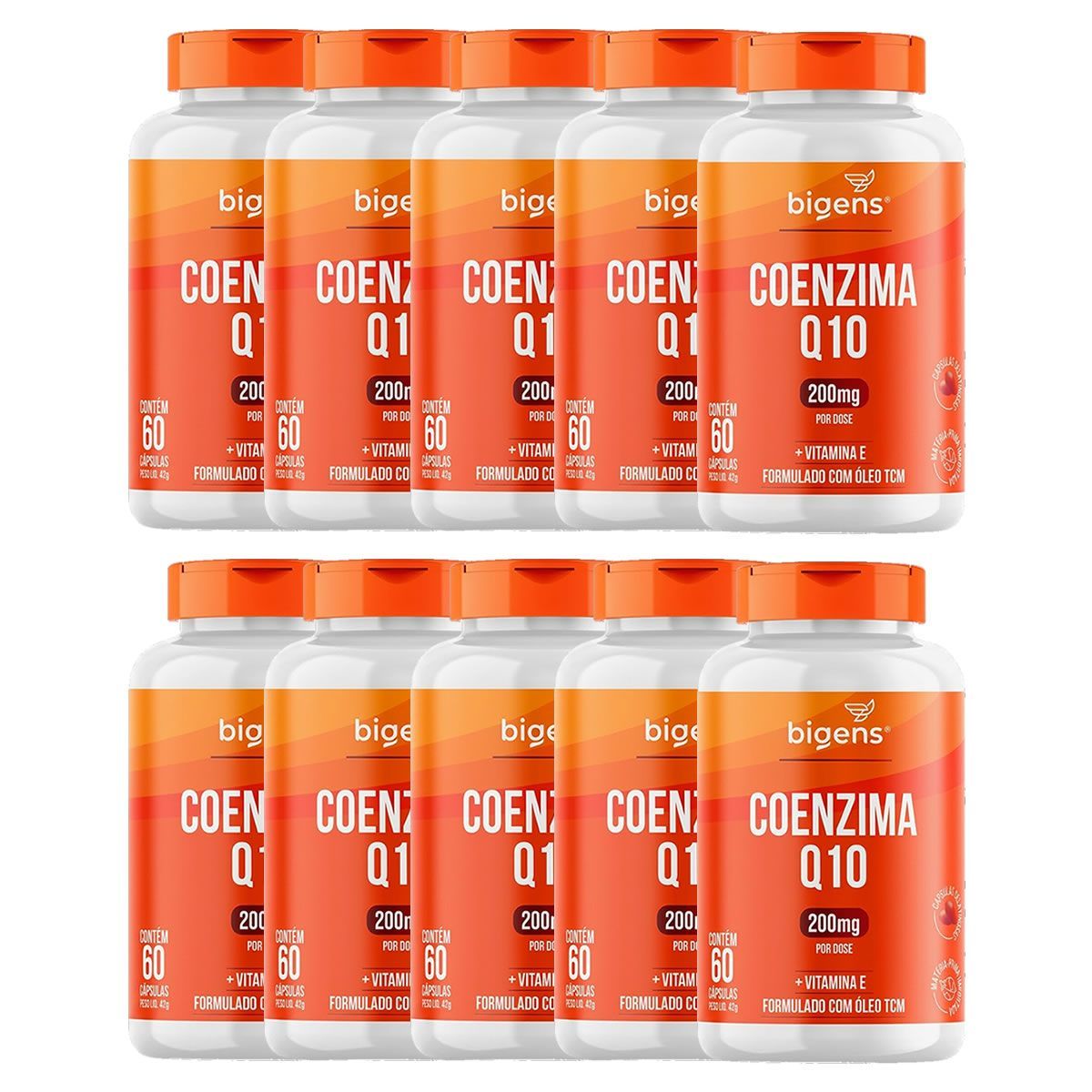 Kit 10X Coenzima Q10 200mg - 60 C�psulas - Bigens