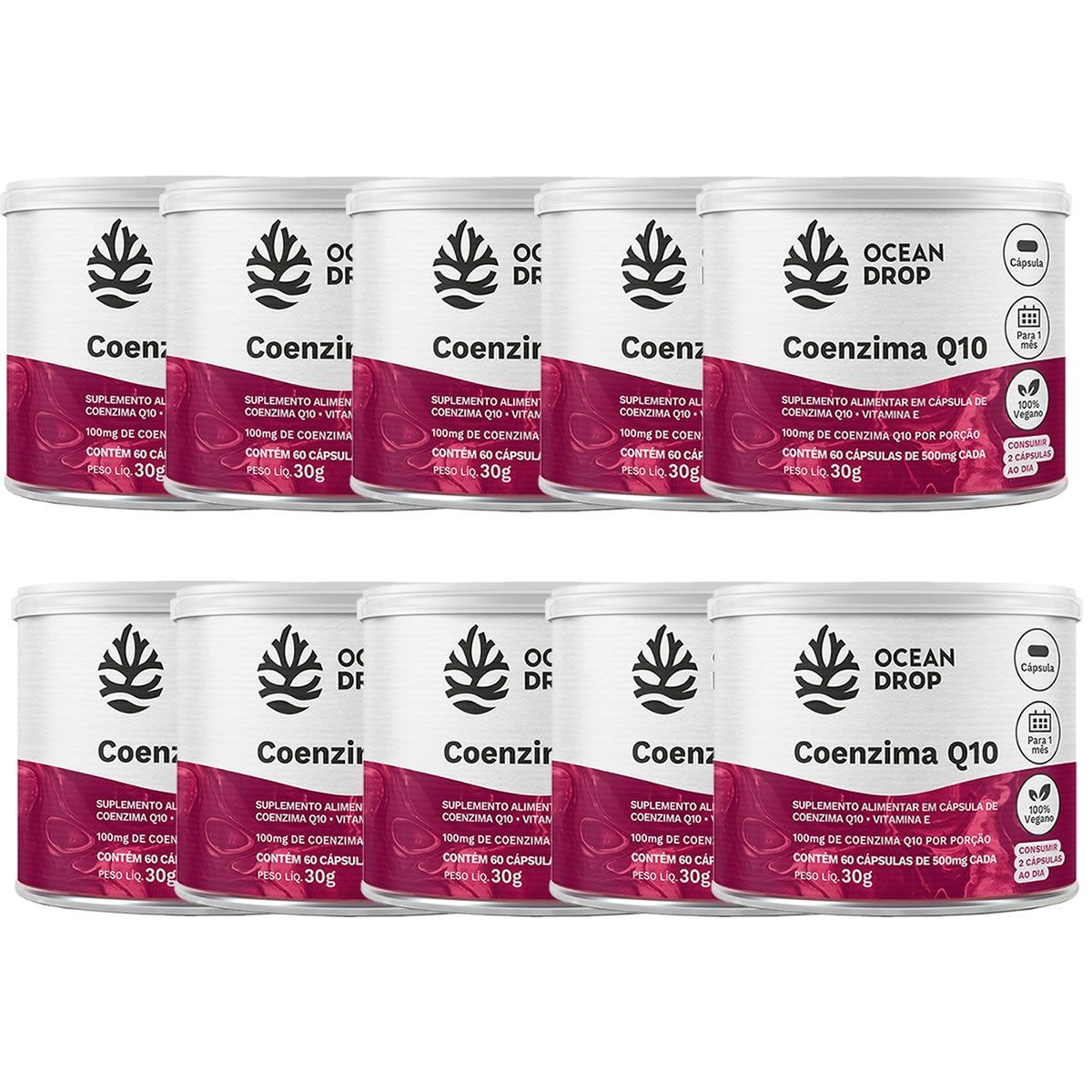 Kit 10X Coenzima Q10 - 60 C�psulas - Ocean Drop