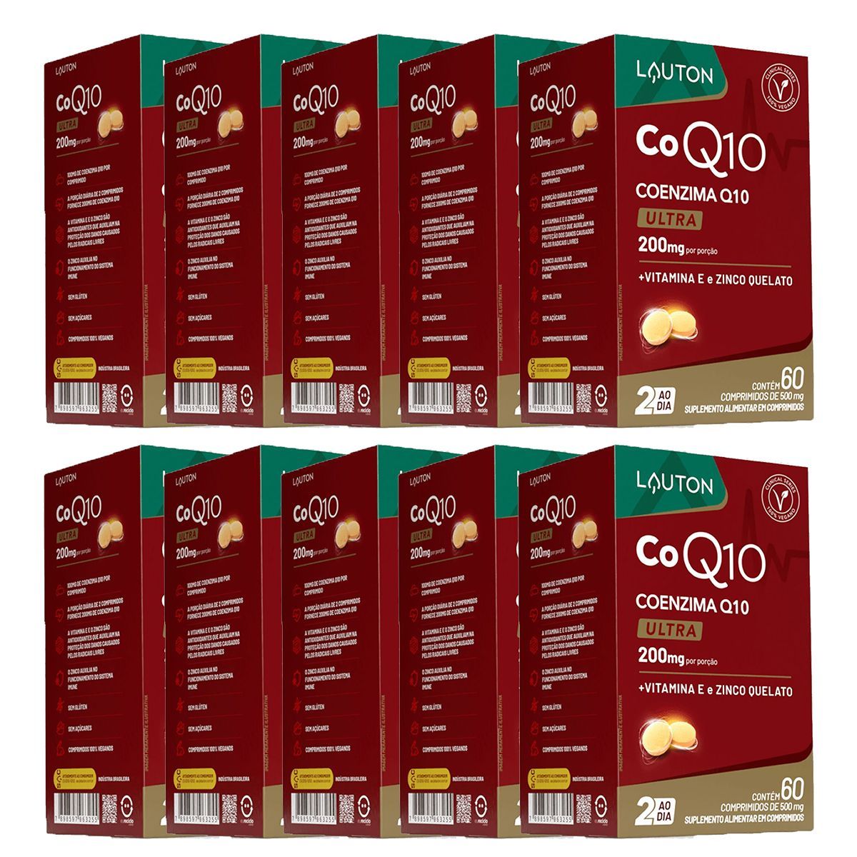 Kit 10X Coenzima Q10 Ultra - 60 Comprimidos - Lauton