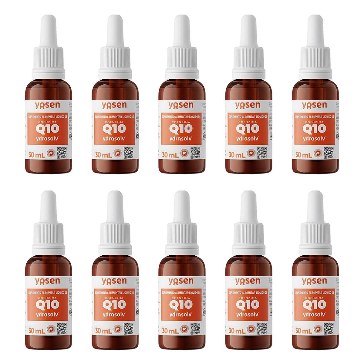 Kit 10X Coenzima Q10 Ydrosolv - 30ml Sabor Natural - Yosen