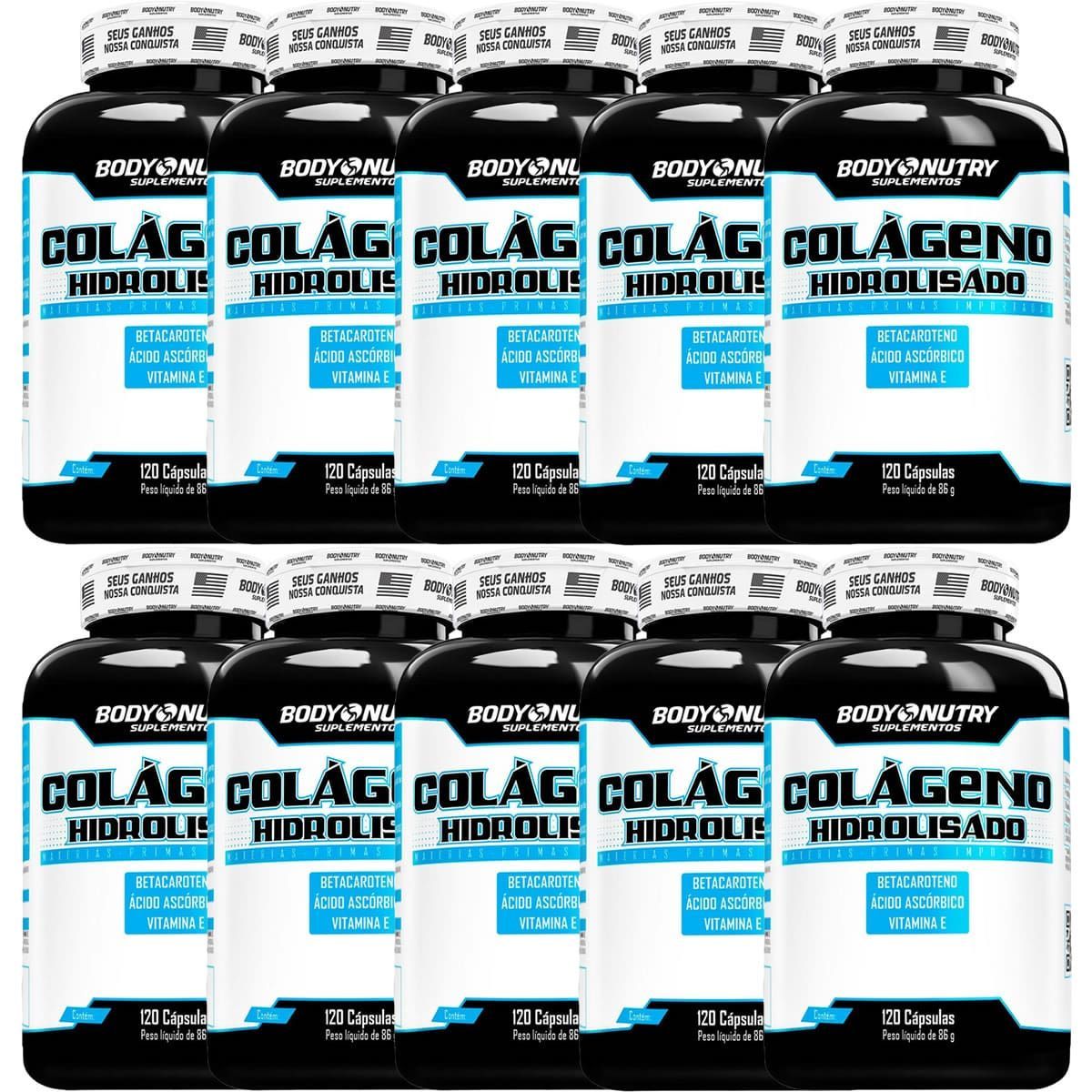 Kit 10X Col�geno Hidrolisado - 120 C�psulas - Body Nutry
