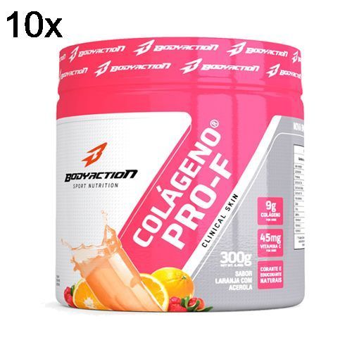 Kit 10X Col�geno Hidrolisado Clinical Skin - 300g Laranja com Acerola - BodyAction