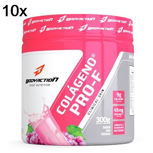 Kit 10X Col�geno Hidrolisado Clinical Skin - 300g Uva Rosada - BodyAction