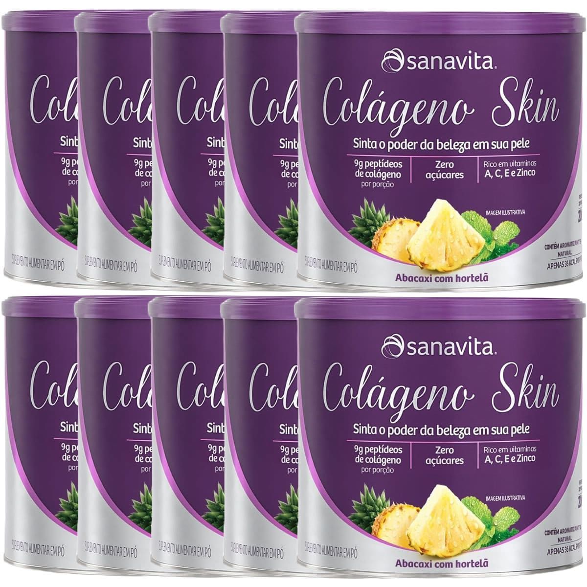 Kit 10X Col�geno Skin - 200g Abacaxi com Hortel� - Sanavita