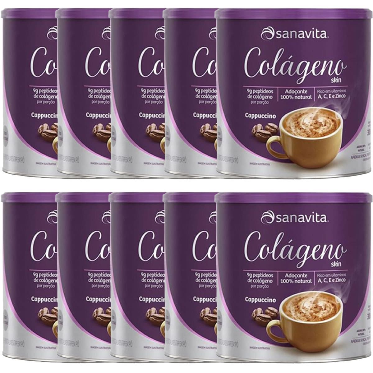 Kit 10X Col�geno Skin - 300g Cappuccino - Sanavita